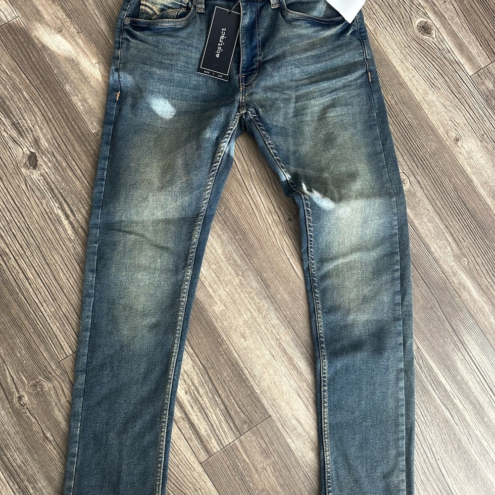 Slim Fit Men’s Jeans in Washed Blue - Unbranded